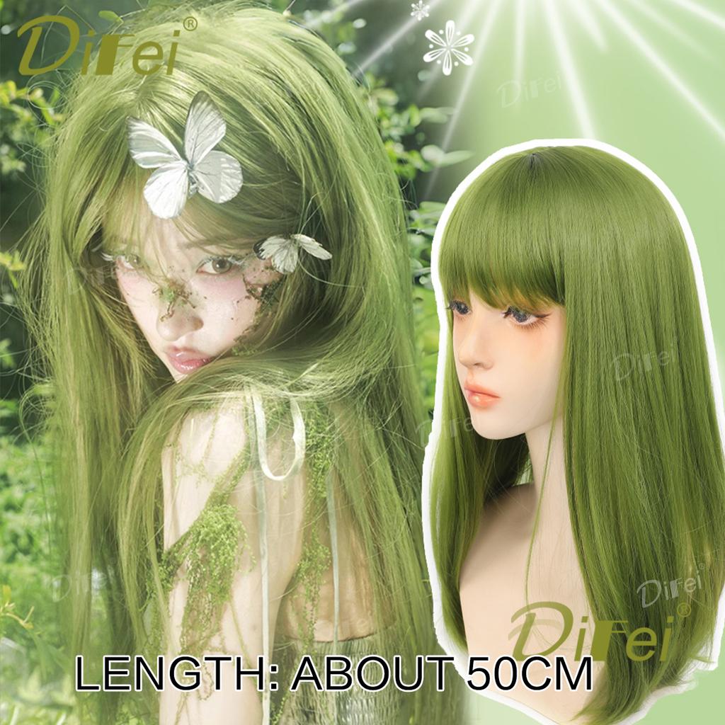 Platinum Blonde Straight Synthetic Cosplay Wig Straight Hair Wig With Straight Bangs Suitable For Women Halloween Christmas Wear