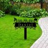 Metal Garden Sign with Stake, Flowers Bird Design, Personalized Yard Art, Grandmother Gift
