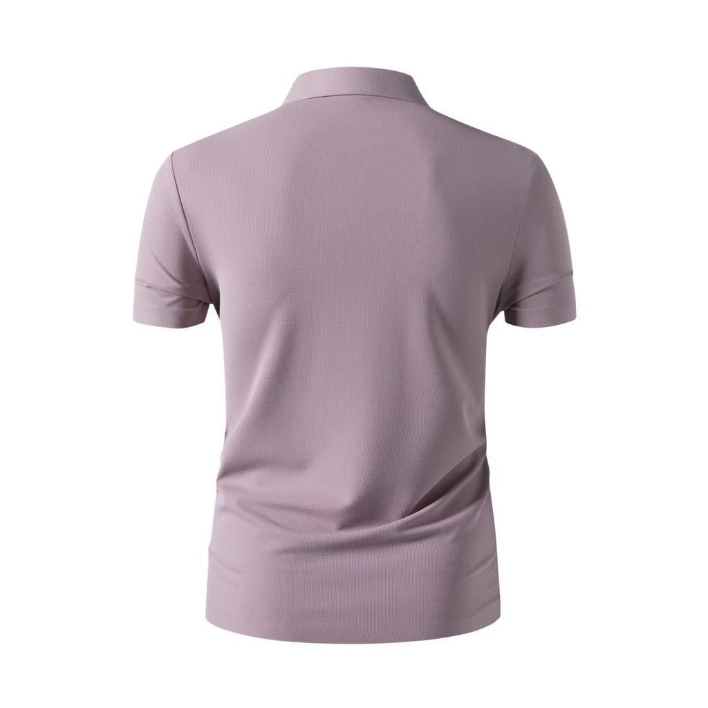Men's Plus Size Summer Short Sleeve Zipper Polo - Casual, Breathable, High Elastic Pique Mesh Top