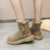 Snow boots women's winter new velvet thickened warm thick-soled cotton boots brown large cotton shoes
