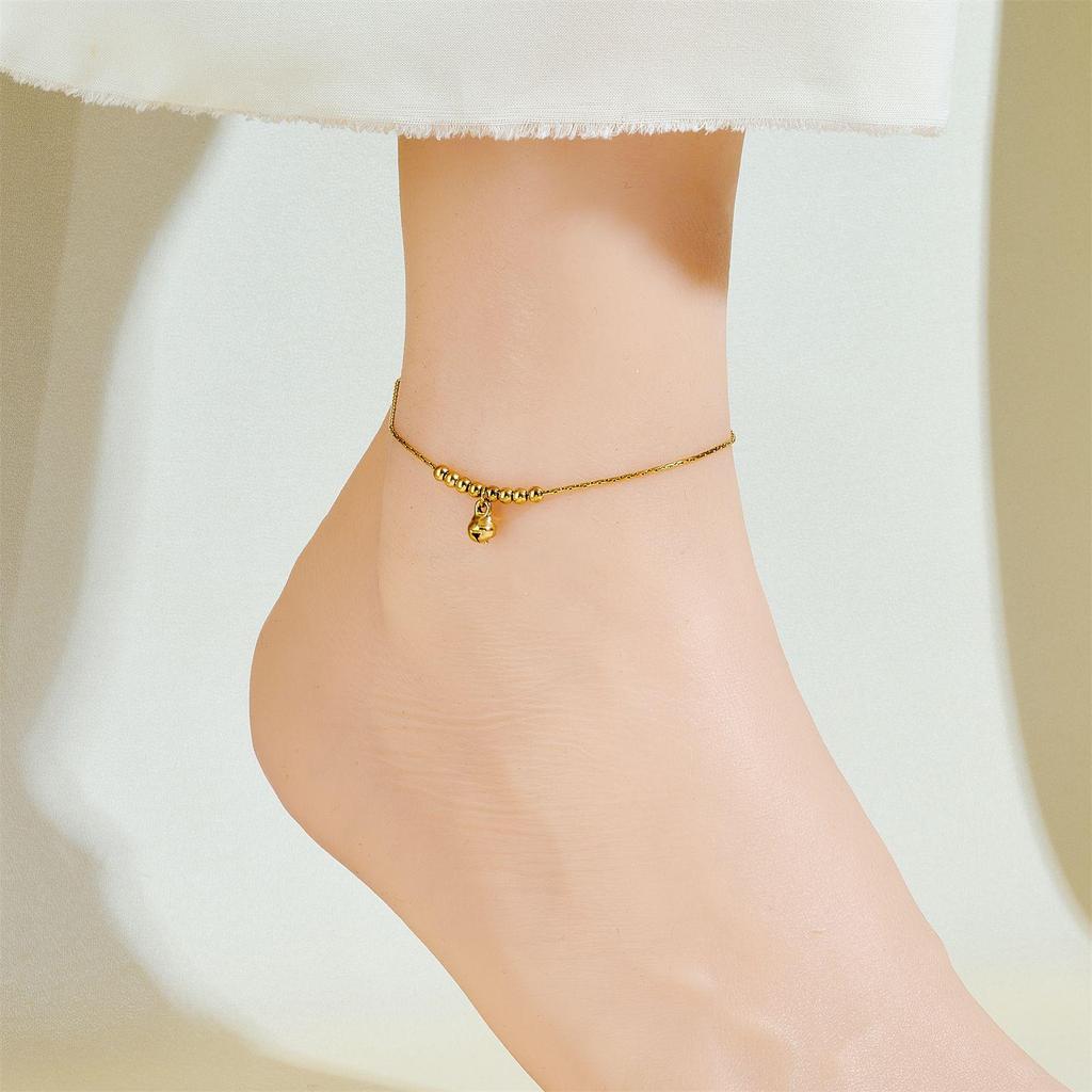 Tide Double-Layer Heart Anklet: 18K Gold-Plated Titanium Steel, Non-fading Fashion Light Luxury for Women
