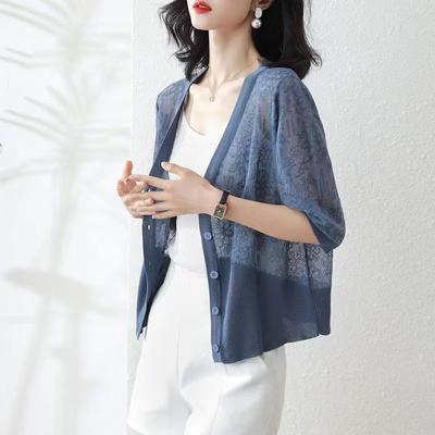 Knitted Cardigan Loose Women's Shawl Hollowed Out Sun Protection Air-conditioned Shirt