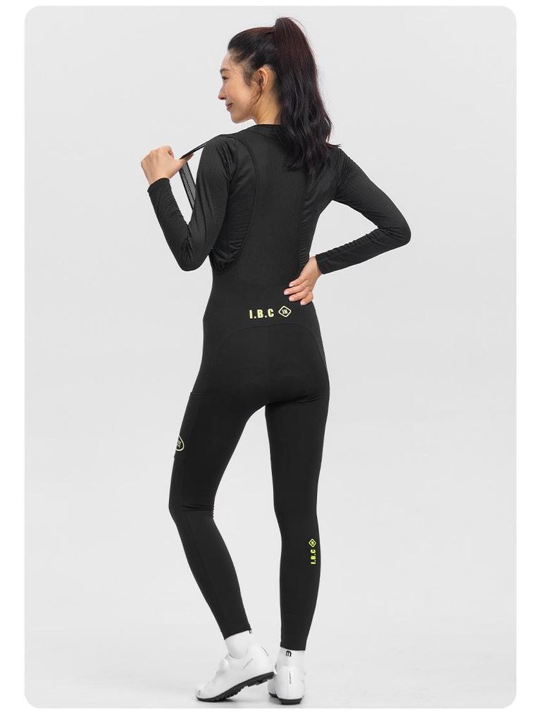 INBIKE Women's Fleece Cycling Bib Pants with High Waist, Pockets, and Belt for Autumn/Winter Road Biking