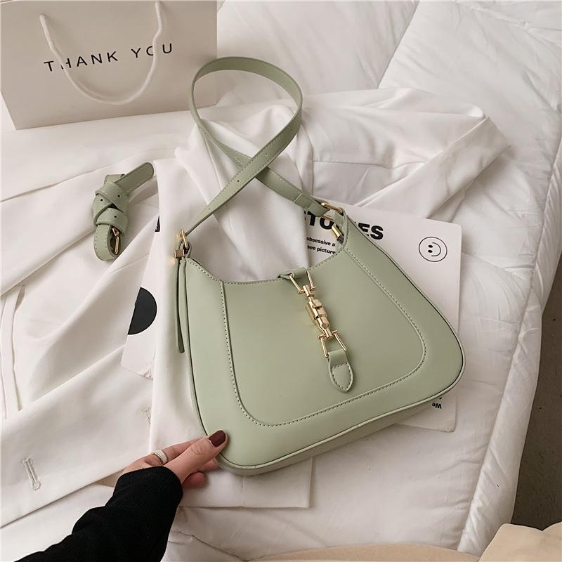 2025 New Fashion Crossbody Niche Simple Texture Portable Baguette Bag Underarm Women's Bag Lock