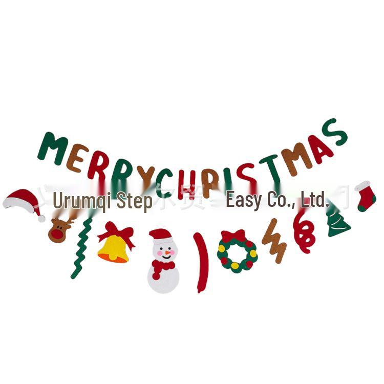 Christmas Felt Decorations: Pull Flag & Flower Photo Props for Festive Backgrounds
