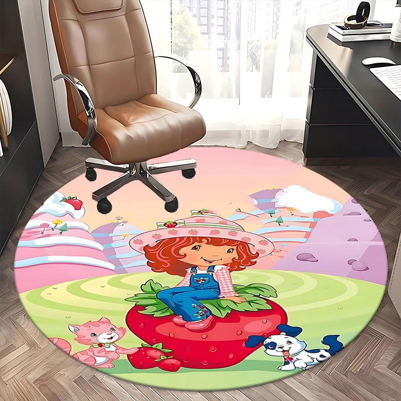 Strawberry Shortcake Chair Mat Round Carpet - Home Decor, Office Rug, Gift for Kids, Suitable for Bedroom