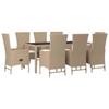 VidaXL Garden Dining Set and Cushions 9 Pcs Beige Poly Rattan, Dining Set, Dining Set 3157571