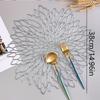 PVC Hibiscus Flower Placemat for Dining Table Hollow Pad Coaster Pads Table Bowl Mats Gold Dining Table Mat Non-slip Insulation