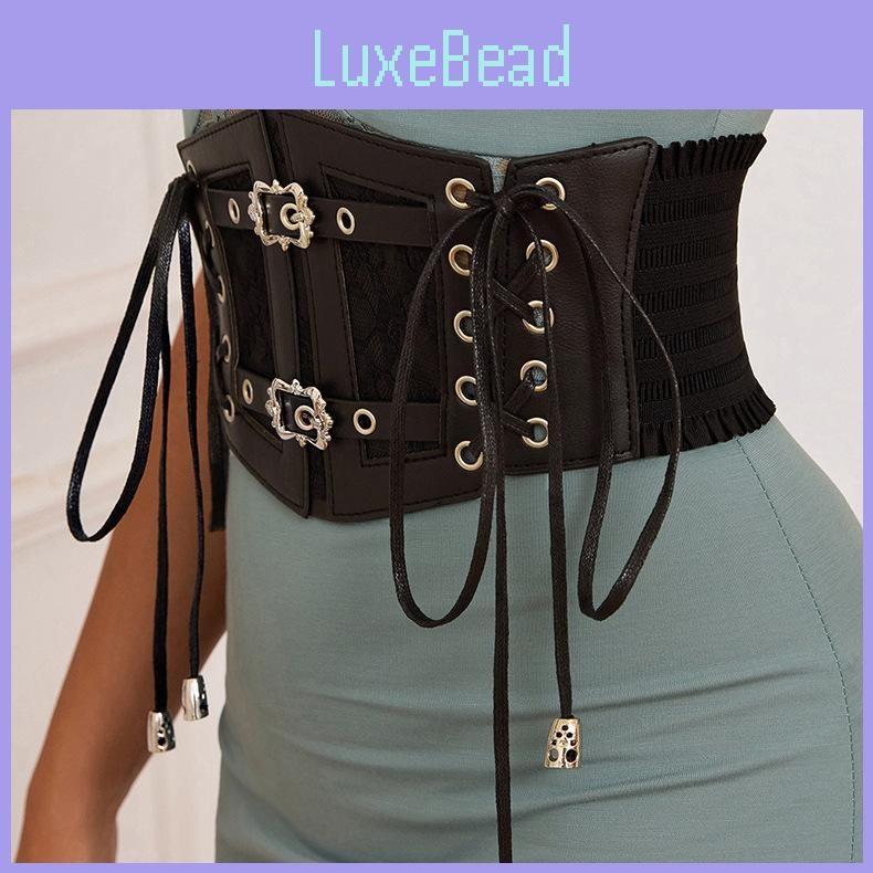 Lace Retro Embroidered Style Cummerbund Shaping Belt Metal Buckle Elastic Waist