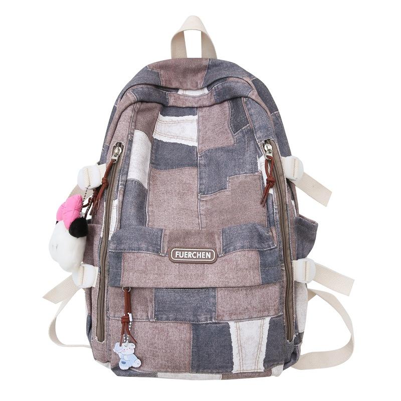 

Холщовый рюкзак женский школьный рюкзак большой емкости контрастного цвета студенческий рюкзак хаки