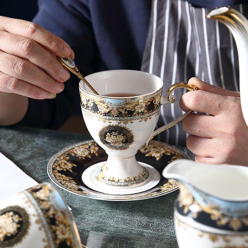British Royal Bone China Coffee Cup and Saucer Set, Luxury Tea Cup Set for Espresso, Latte & Afternoon Tea