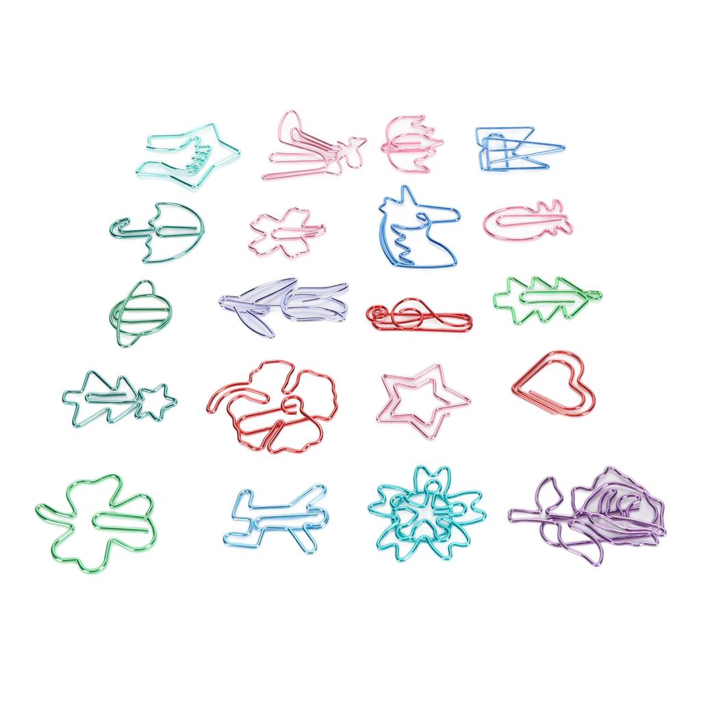 100 Counts Animal Shaped Paperclips Coated Assorted Color Cute Shaped Bookmark Paper Clips for Stude