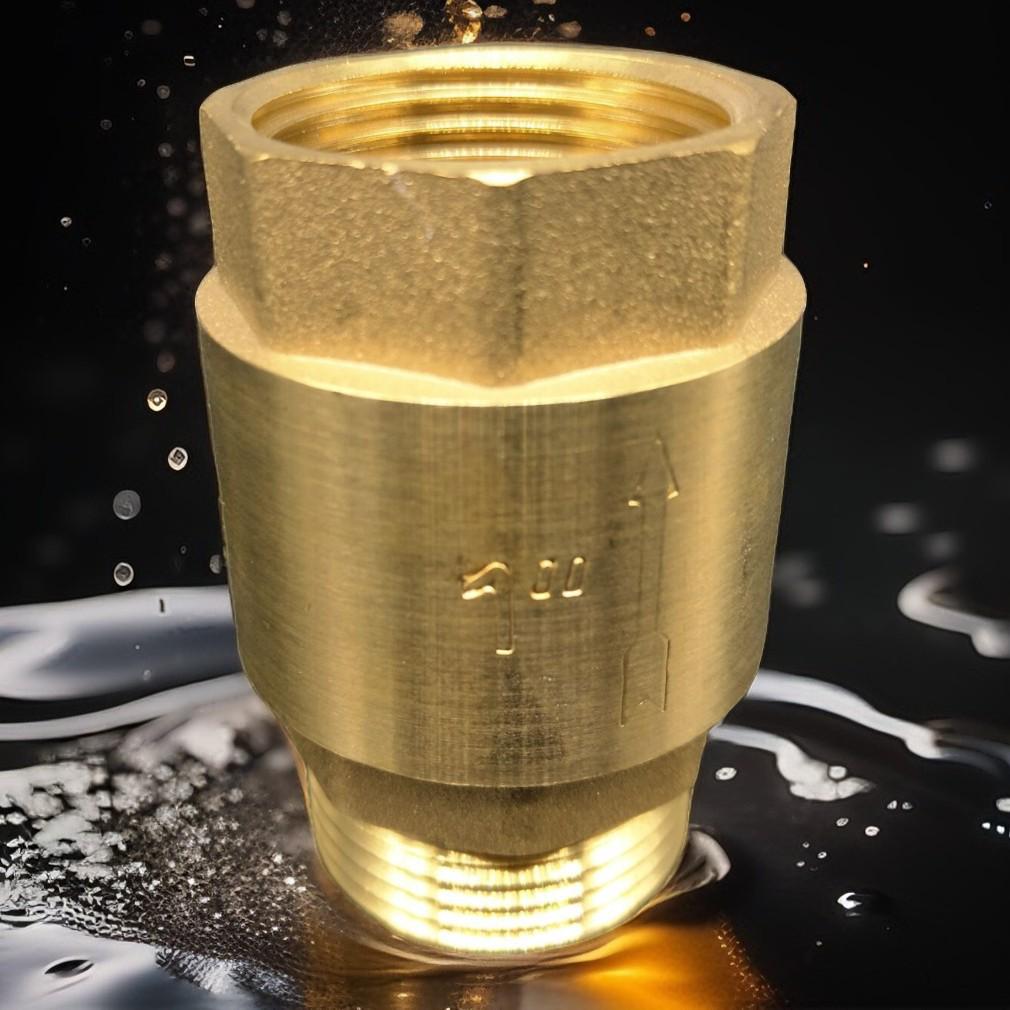 Single-Acting Brass Vertical Check Valve with Lift-Type Plate, In-Stock, Fast Shipping, Internal/External Threads for Pre-Water Meter Use
