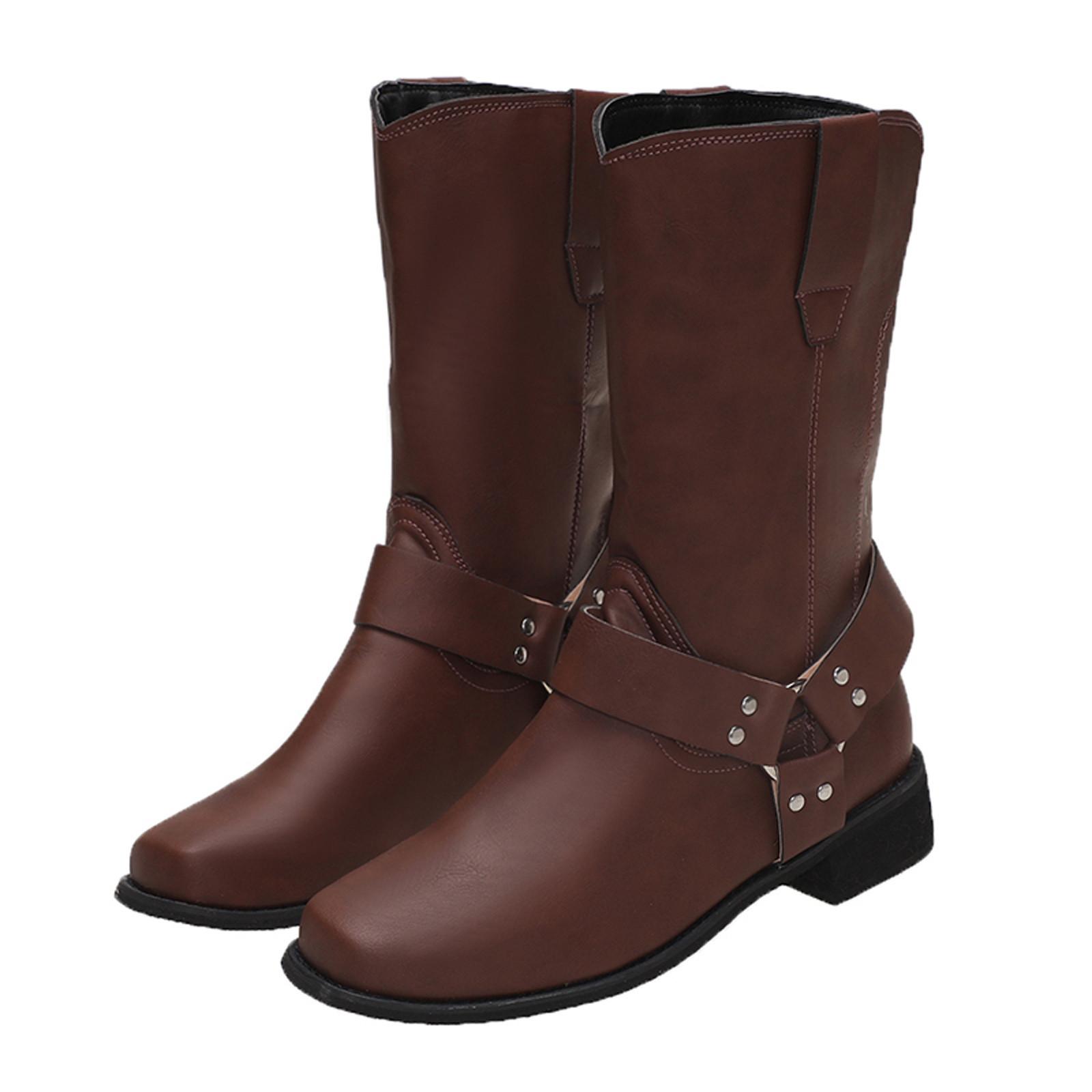 

Мужские осенние и зимние сапоги из искусственной кожи в стиле ретро, ​​ботинки среднего размера 41 коричневый