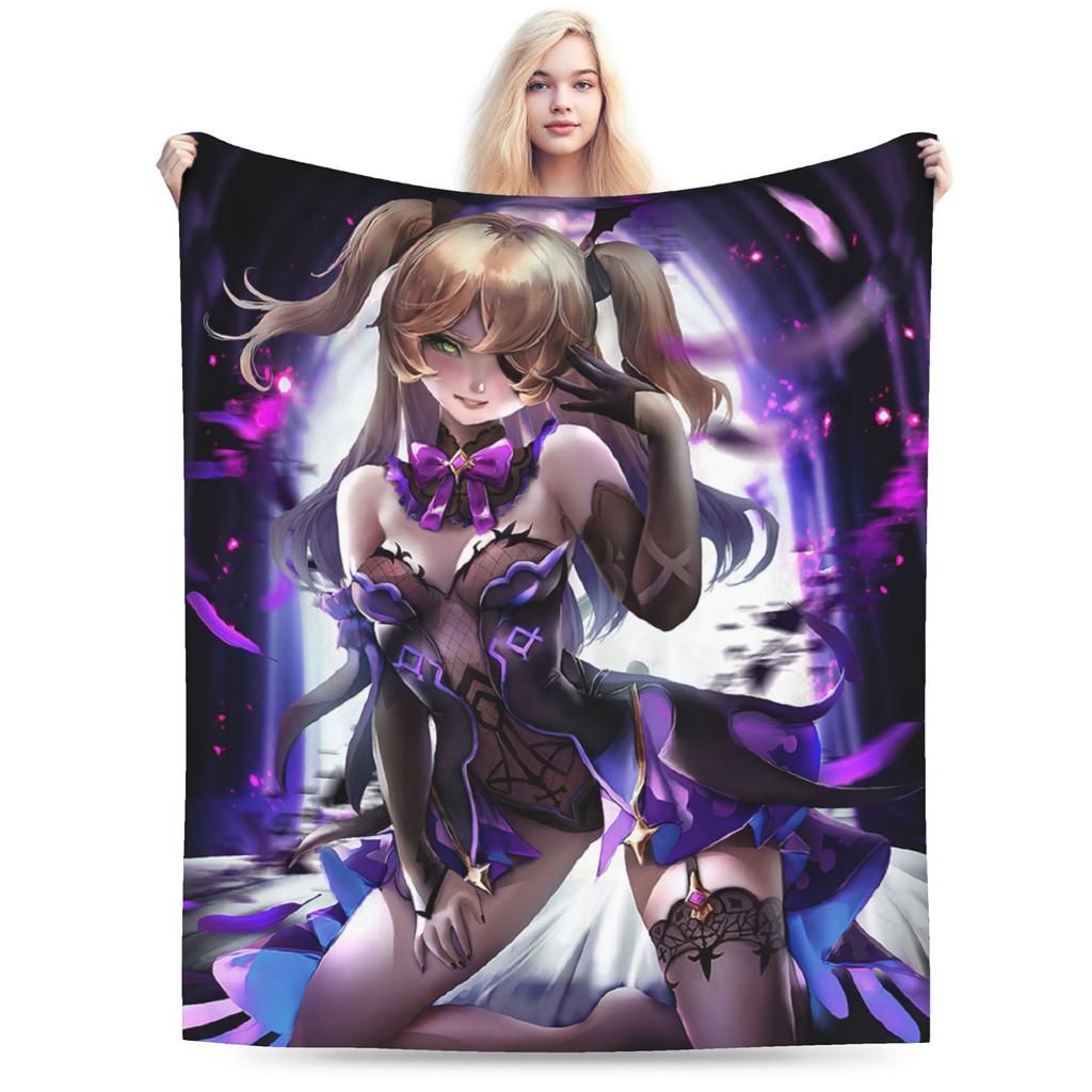 Genshin Impact Venti Blankets Velvet Summer Air Conditioning Barbatos Anime Multi-function Warm Throw Blanket for Bed Car Quilt