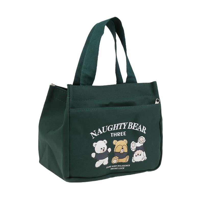 Cartoon Cute Printed Pattern Canvas Versatile Handbag Office Worker Lunch Bag Tote Bag Portable Outdoor Office Food Bags