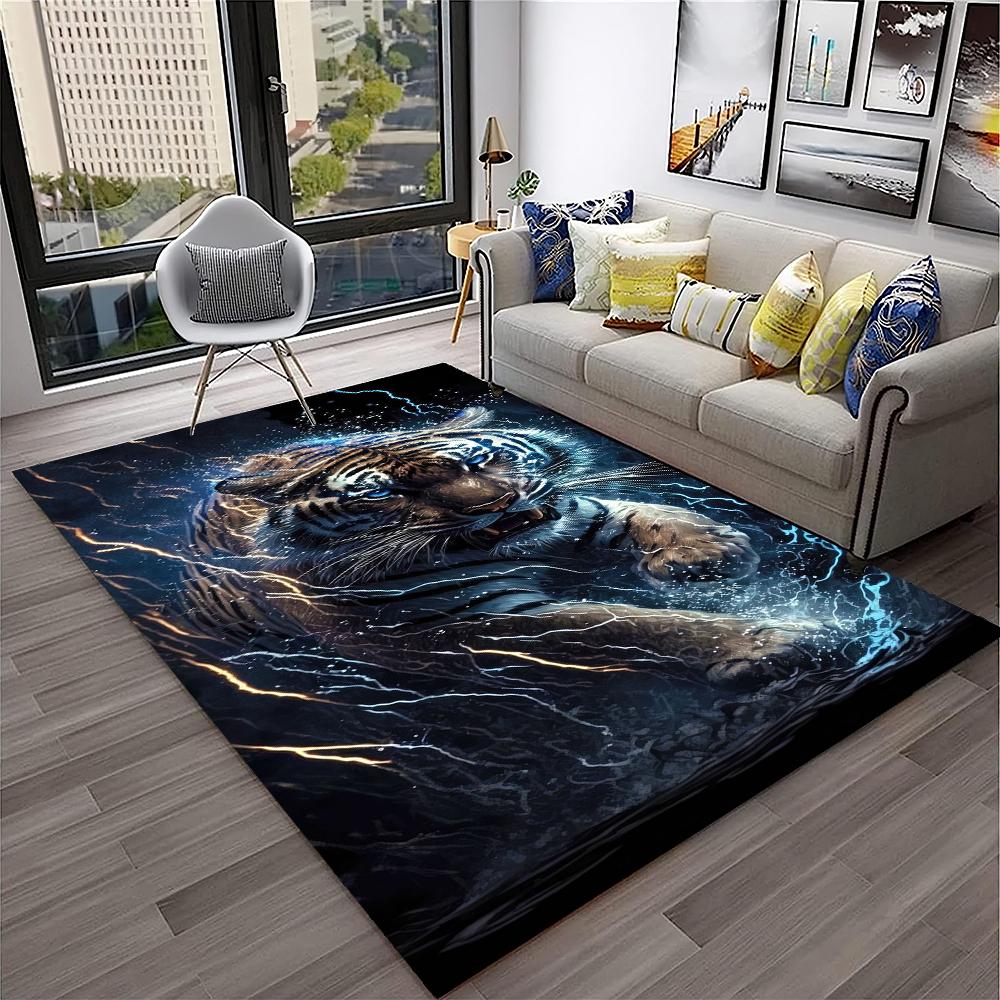 3D Dream Tiger Animal Cartoon Carpet Rug for Home Living Room Bedroom Sofa Doormat Decor,Child Play Area Rug Non-slip Floor Mat