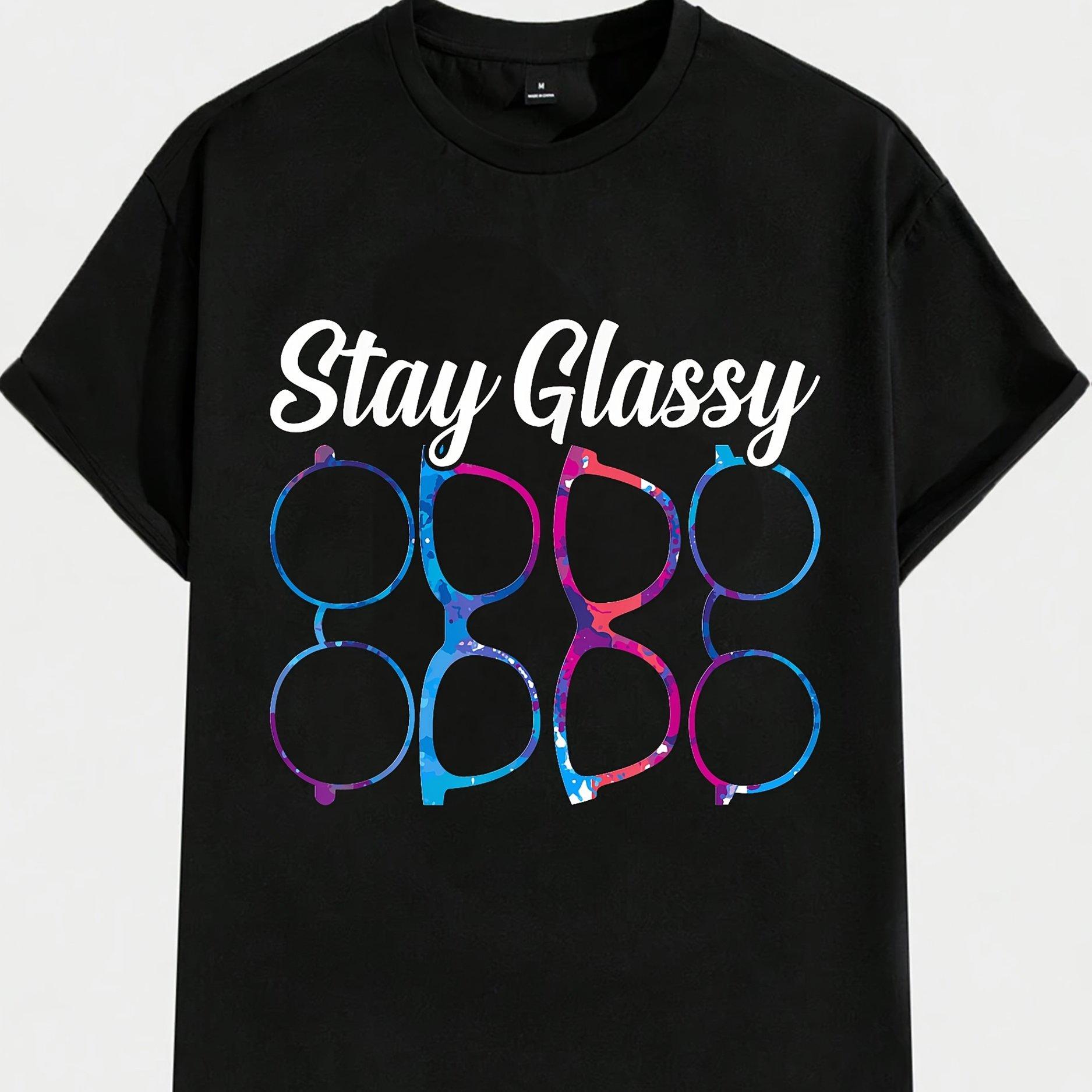 

Stay Glassy Eyewear Graphic Tee Men s Casual Cotton Short Sleeve T-Shirt Daily Wear 4XL