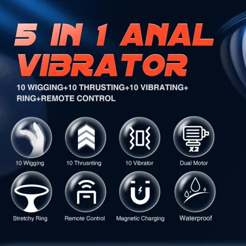 APP Remote Control Male Prostate Massager Wiggling Thrusting Anal Vibrator Butt Plug with Cock Ring Anus Adult Sex Toy for Men Anal Orgasm Masturbator