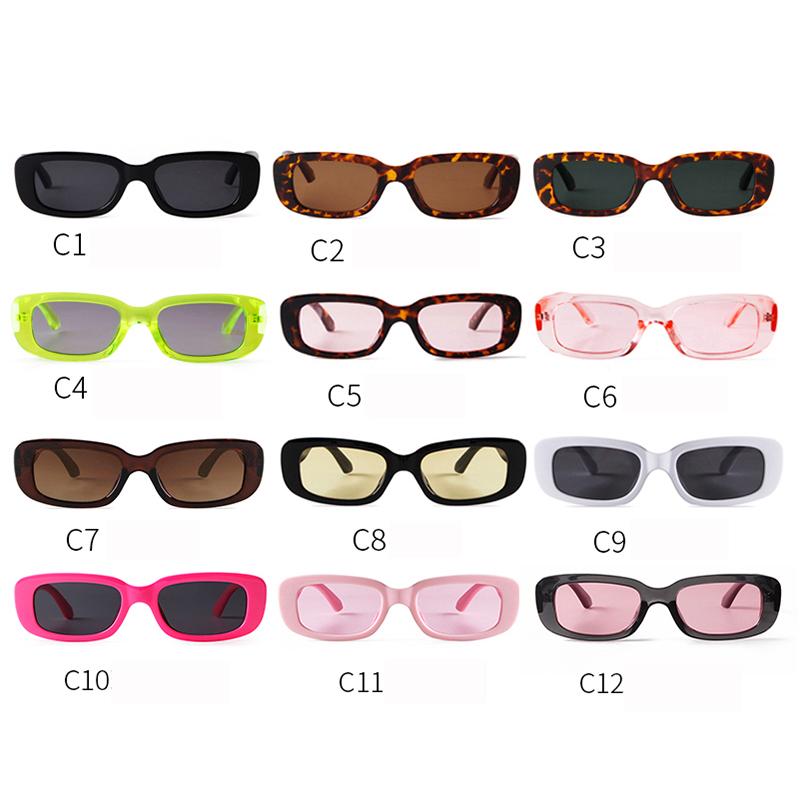 Classic Vintage Tortoiseshell Blue Rectangle Sunglasses Women Men Retro Orange Lens Narrow Sun Glasses UV  S7H