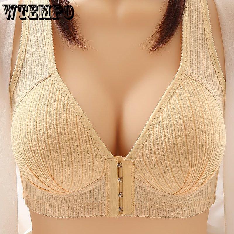 Front Buckle Bra Large Size Thin Section Steelless Bra Gathering Anti-Sagging Underwear Side Breast Collection Underwear