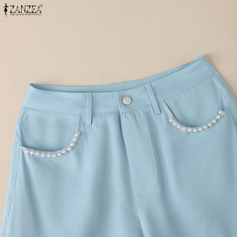 ZANZEA Women Summer Casual Solid Color Loose Short Pants
