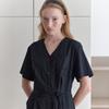 Elssibeui V-Neck Button Jumpsuit_Black