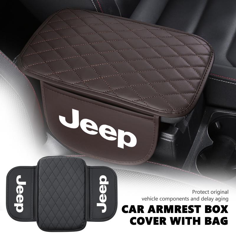 Car Armrest Box Pad Auto Protective Armrest Mat Storage Bag Interior Accessory For Jeep Grand Cherokee Wrangler JK Renegade