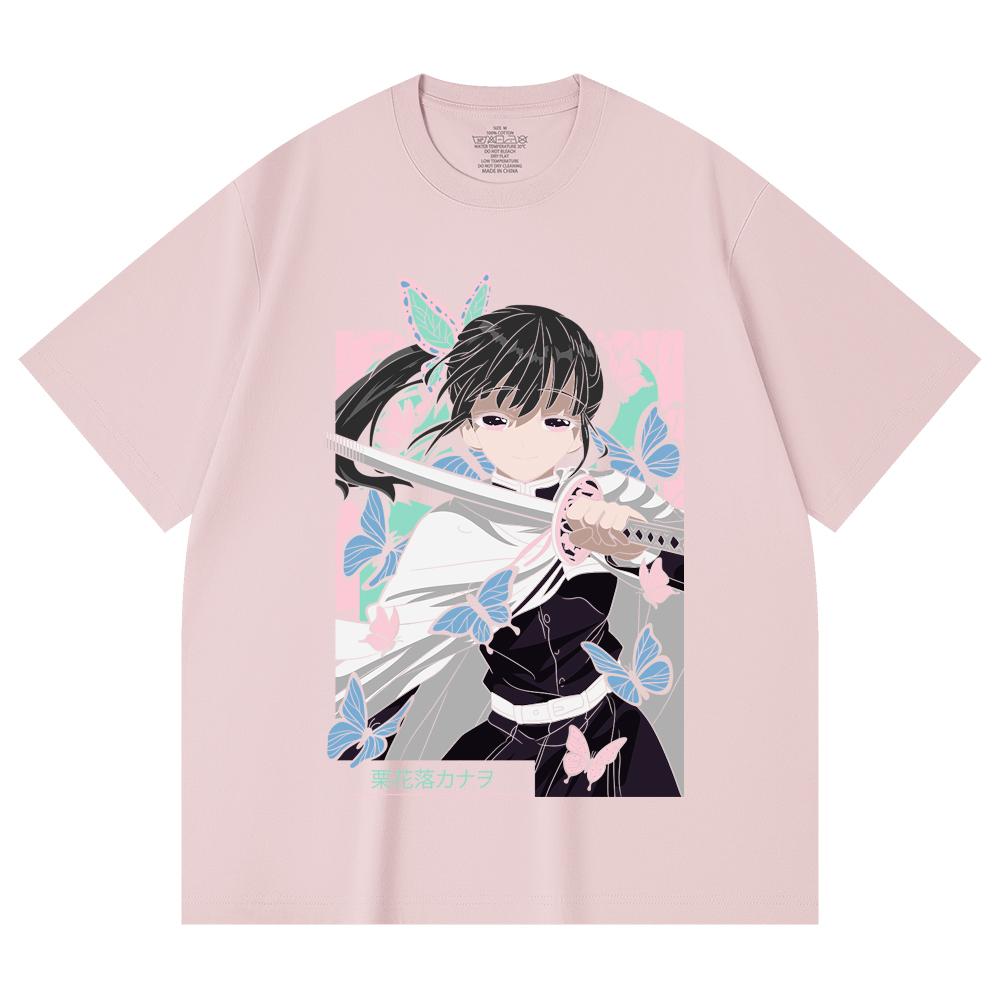230 Gsm 100% Cotton Demon Slayer V98 Kanao Print Unisex Heavy Cotton T Shirt