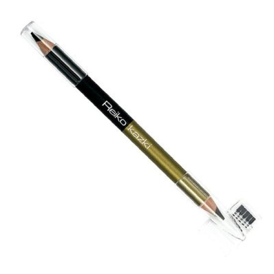 Kazuki Reiko 2-Way Pencil (Eyebrow & Eyeliner): A 2-way pencil that functions as both an eyebrow pencil (olive brown) for drawing eyebrows and an