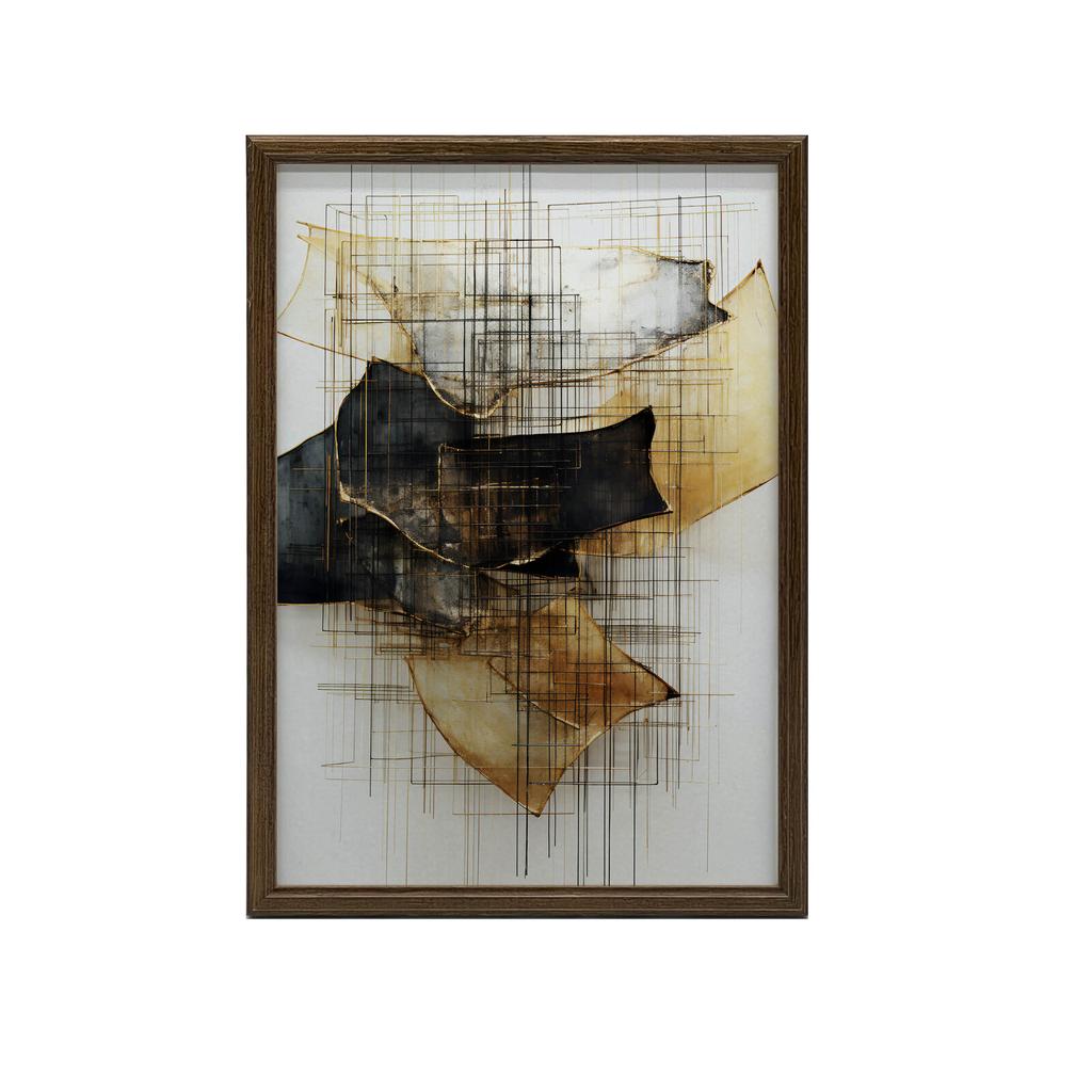 Gold and Black Sculpture In Space Gold and Black Sculpture In Space, 50X70 Cm, Gold Aluminum Frame, 230 Gsm Matte Paper