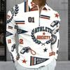 Men s Plus Size White Printed Long Sleeve Quarter Zip Collared Polo Shirt