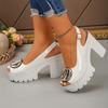 Fish Mouth Sandals Women's Summer New Fashionable Square Buckle Thick Sole Thick Heel High-heeled Buckle Sandals