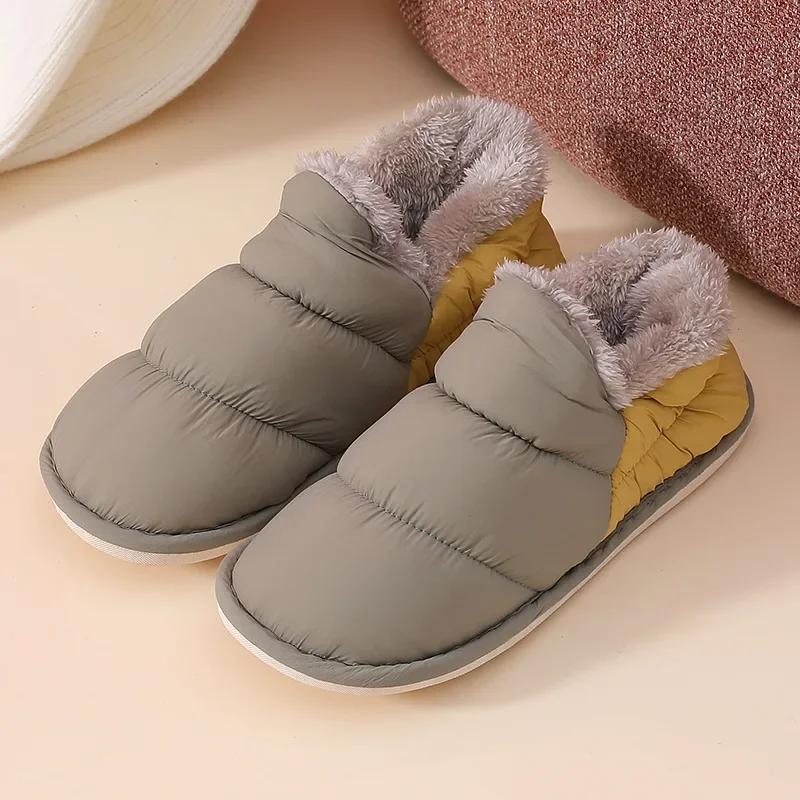 Fashion Rimocy 2025 Winter Warm Home Slippers Women Plush Waterproof Cotton Foot Slipper Female Indoor Outdoor Flat Couple Shoes Woman