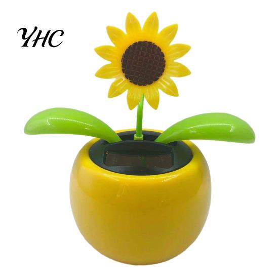Car Dashboard Ornament Funny Solar Powered Cartoon Vibrant Ornamental Decoration Gifts Automobile Dancing Flower Swinging Toy for Friend
