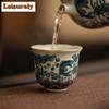 2pc/lot Imitation Song Ru Kiln Tea Cup Fish Algae Pattern Mouth Cup Small Master Single Cup Meditation Cup Bowl Kung Fu Teaware