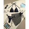Women's Three Piece Bikini Swimsuit Set with Mesh Cover up CLE