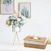Creative Handmade Rattan Tissue Box Household Paper Storage Basket Home Decoration Khaki Floral Style 1 PCS