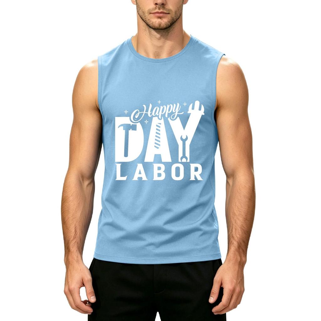 Men's Sleeveless Casual Tank Top Labor Day Graphic Print Lightweight Soft Fabric Summer Shirt