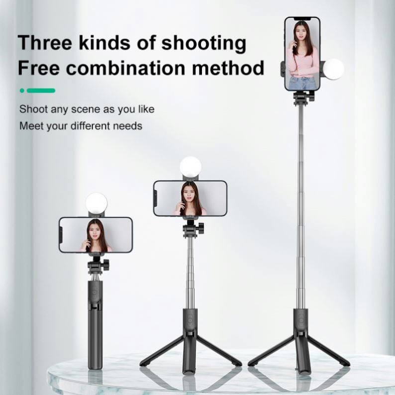 Foldable Tripod Stand Smart Selfie Stick 360 Rotation Camera Pole Portable Cell Phone Holder Stainless Steel ABS