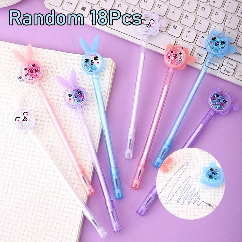 

18pcs Kawaii Neutral Pen School Office Supply Novel Creative Cat Glitter Recreation Cute Waterbased Pen Stationery School Supplies Random style 18Pcs