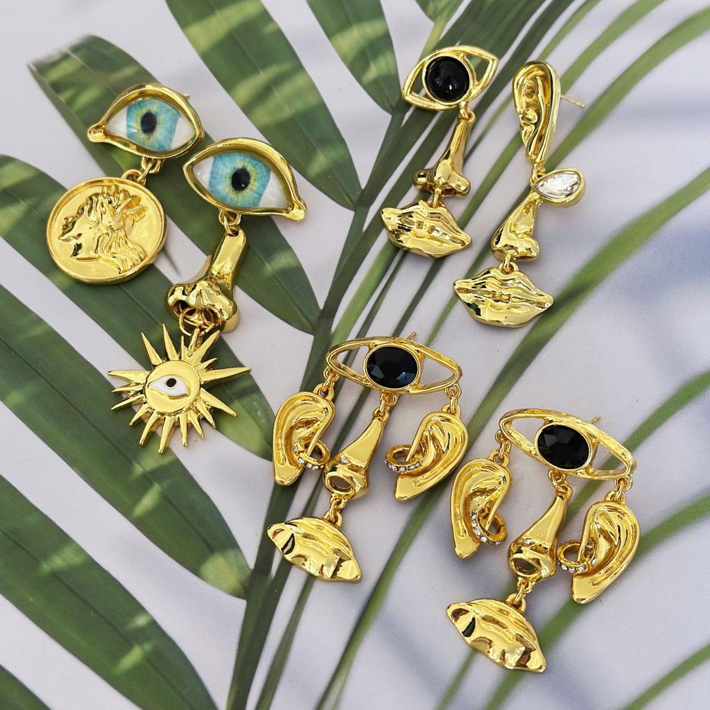 Vintage Medieval Alloy Devil Eye Earrings Creative Exaggerated Long Multi-Layer Earrings Women