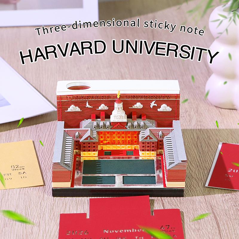 Time Piece Calendar 2026 Desk Calendar With Led Light 3D Tear-Away Calendar Paper Carving Art Memo Pad Notepad Gift Christmas