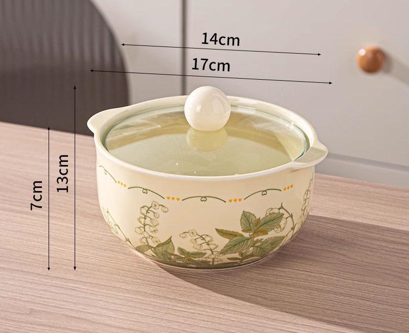

Ceramic Instant Noodles Bowls New Household 6 Inch Underglazed Colour Floral Pattern Dinner Tableware Aesthetic Exquisite Bowl 6 inch зелений