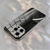 Simple silver textured pattern Phone Case For iPhone17 16 16e 15 14 13 12Plus Mini Pro Max Electroplated glass Phone Case