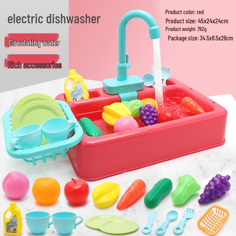 

Kids Electric Dishwasher Playset with Automatic Water Circulation