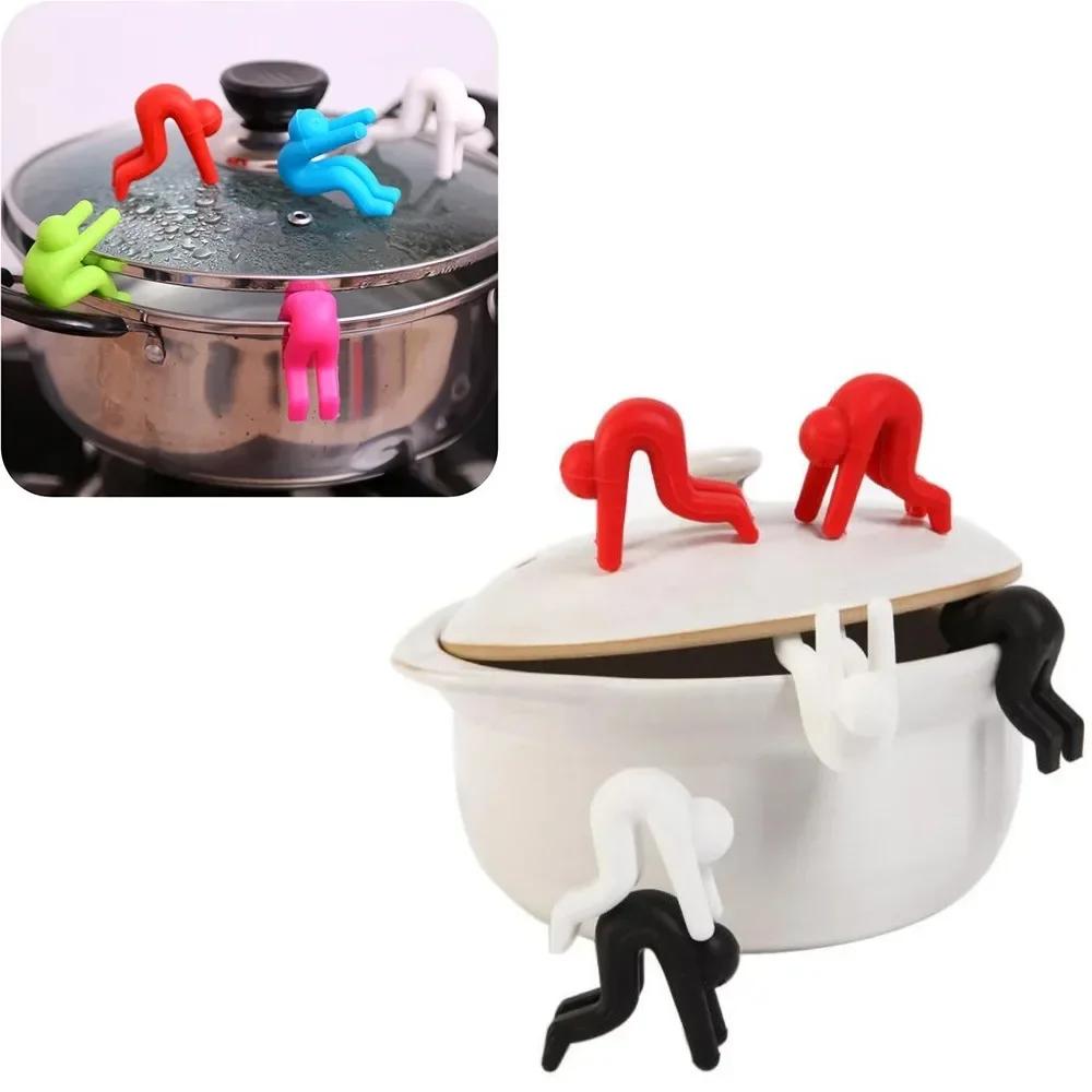 Silicone Support Pan Pot Lid Holder Anti-Overflow Pot Clip Kitchen Tools Stand Mobile Phone Chopstick Spoon Holder Stand Gadgets