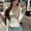 Core-spun Yarn, Gentle Wind Three-dimensional Flower Long-sleeved Knitted Sweater Women's Autumn and Winter Thin Design Sense Slim