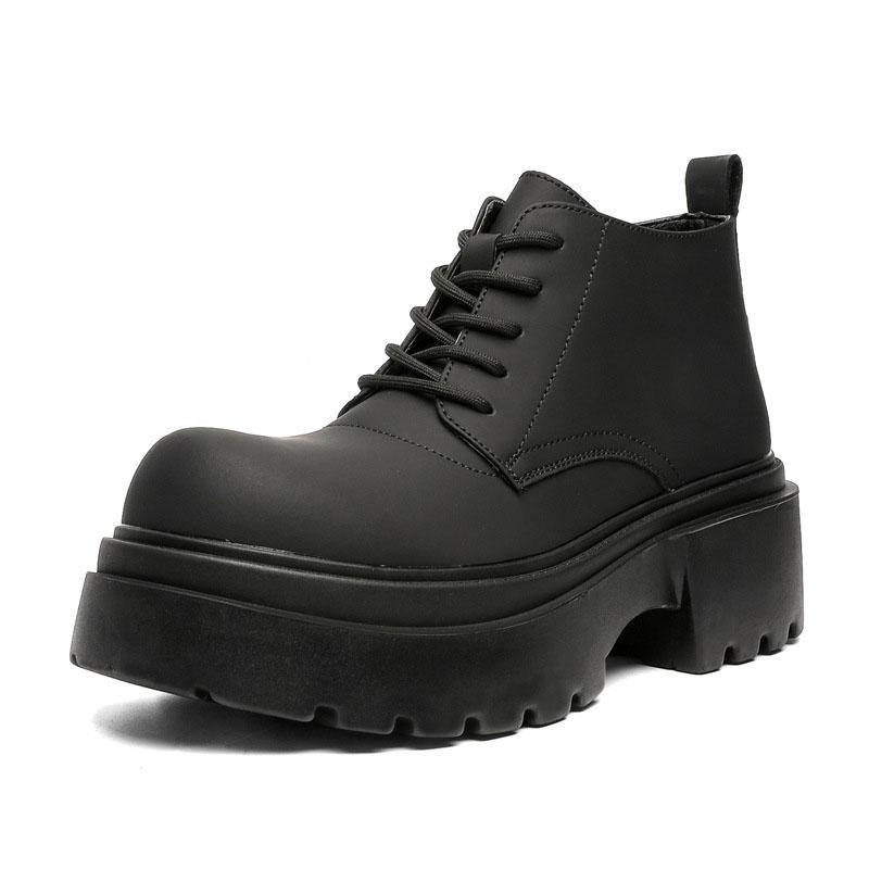 men fashion punk rock platform boots lace-up original leather shoes cowboy autumn winter boot cool stylish ankle botas hombre