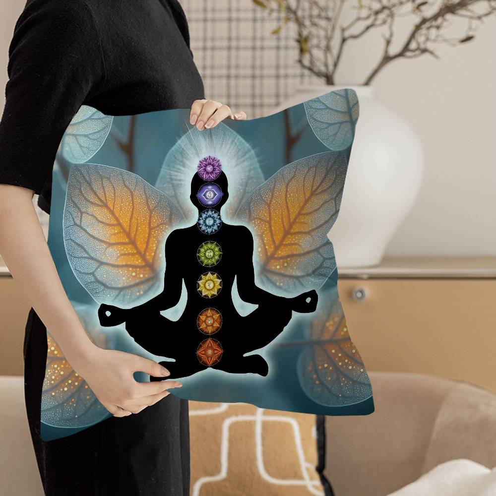 Meditation Seven Chakra Pillow Gift Home Office Decoration Bedroom Sofa Car Cushion Cover Case 45X45